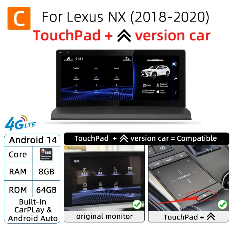 

Nunoo Android 13 CarPlay Авто Радио для Lexus NX NX200 NX200T NX300h 2014-2021 Мультимедийная навигация GPS DSP 4G WiFi