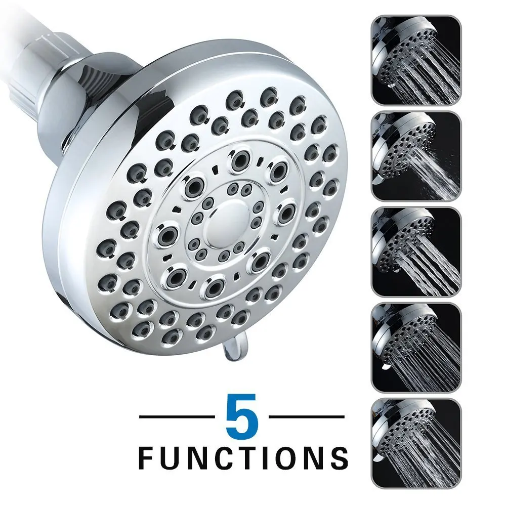 

4 Inch 5 Spray Setting High Pressure Water Saving Shower Head for Bathroom