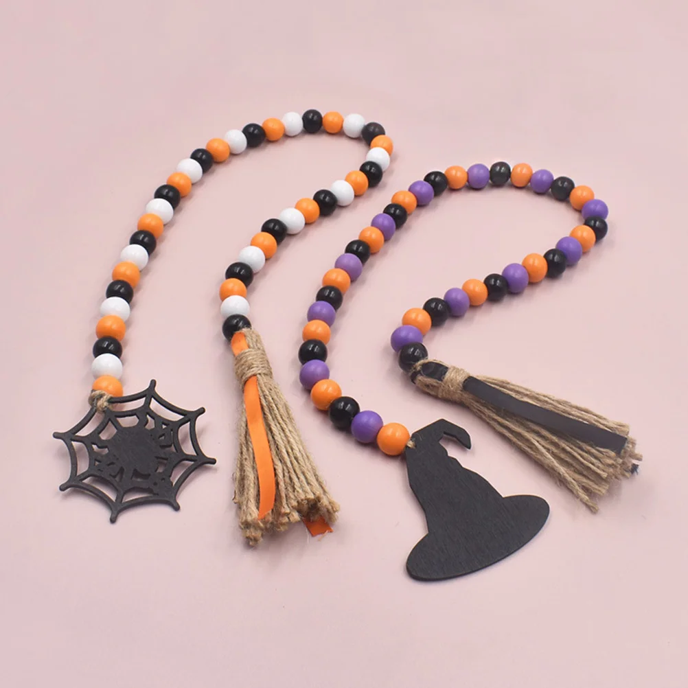 2 шт. Хэллоуин бусины с кисточками украшение для банки деревянная гирлянда