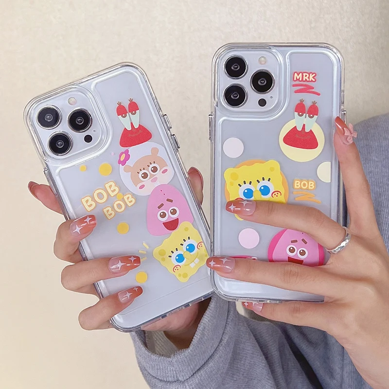 

Cute Cartoon SpongeBob Phone Case for iPhone 11 12 13 pro XS MAX X XR Cover