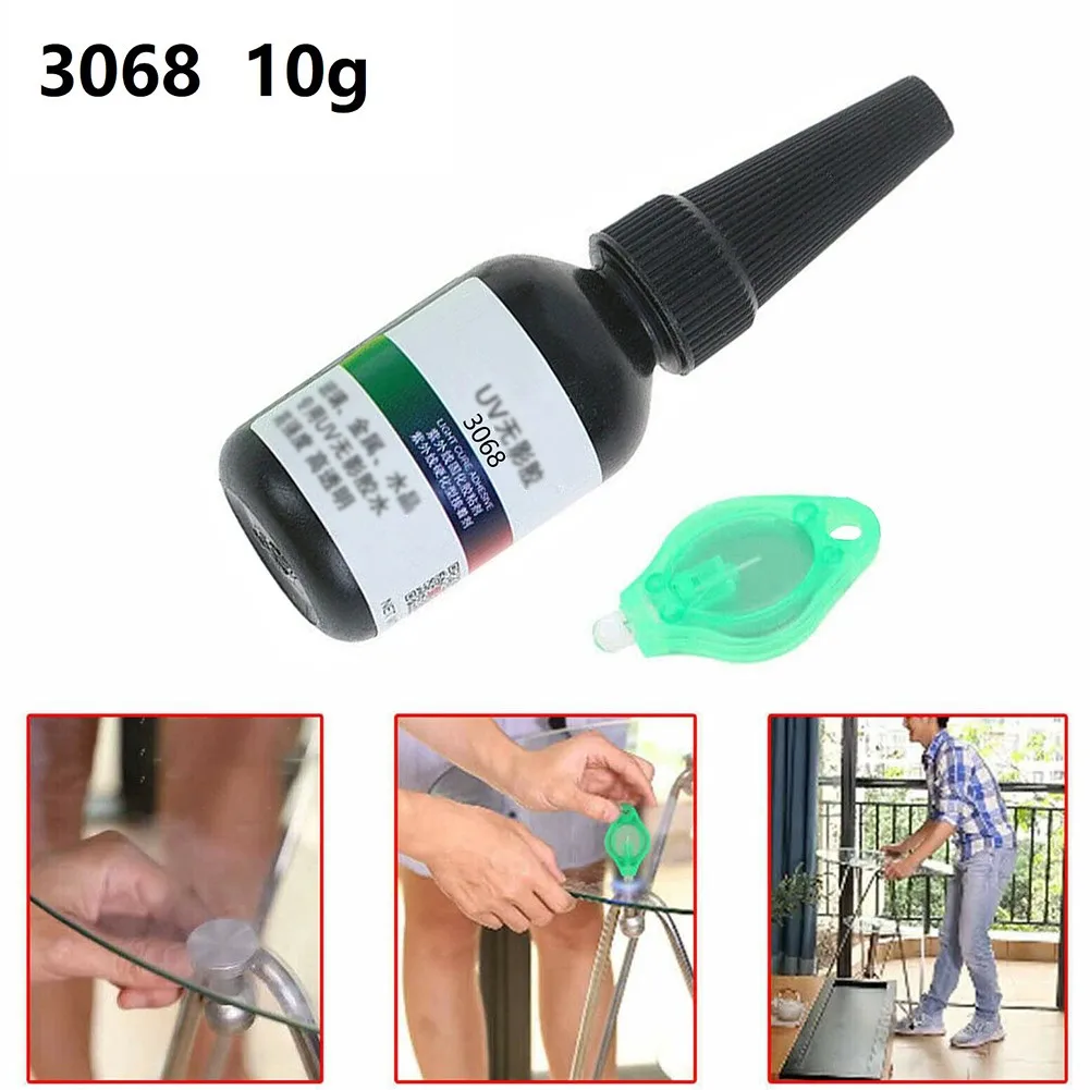 10/50ml 3068 UV Curing Adhesive Transparent Crystal Glass Crafts DIY Transparent Glue Cured Resin With Ultraviolet Flashlight