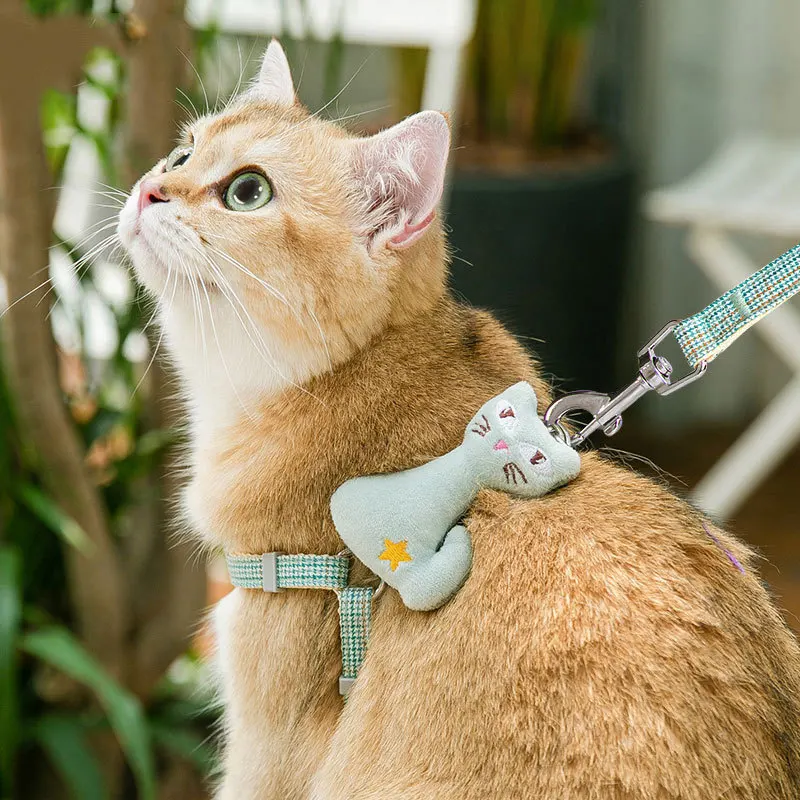 

ZOOBERS Cat Traction Rope Cat Harness Cat Leash Set Walking Out Chest Strap Anti-break Cat Chest Rope Adjustable Soft