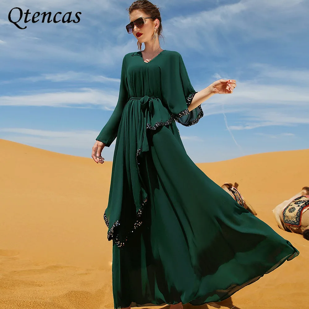 "Eid Mubarak Caftan Marocain Sequin блестящее женское платье в мусульманском стиле, Пакистанском Стиле"