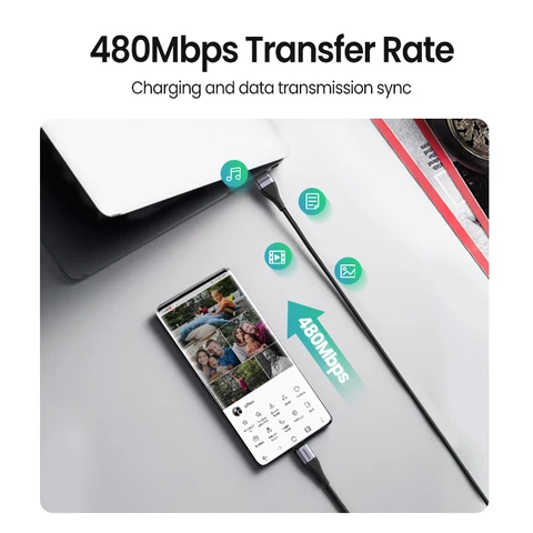 Магнитный кабель Ugreen USB-C и Micro USB для быстрой зарядки 3А — изображение продукта