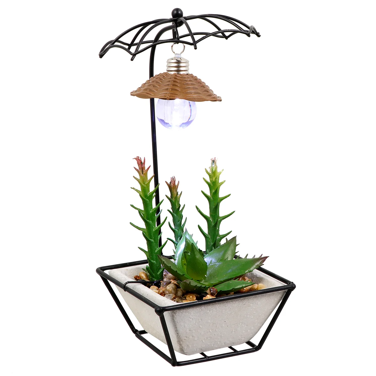 

Creative Iron Art Night Light Desktop Simulation Succulents Pots Light Decor