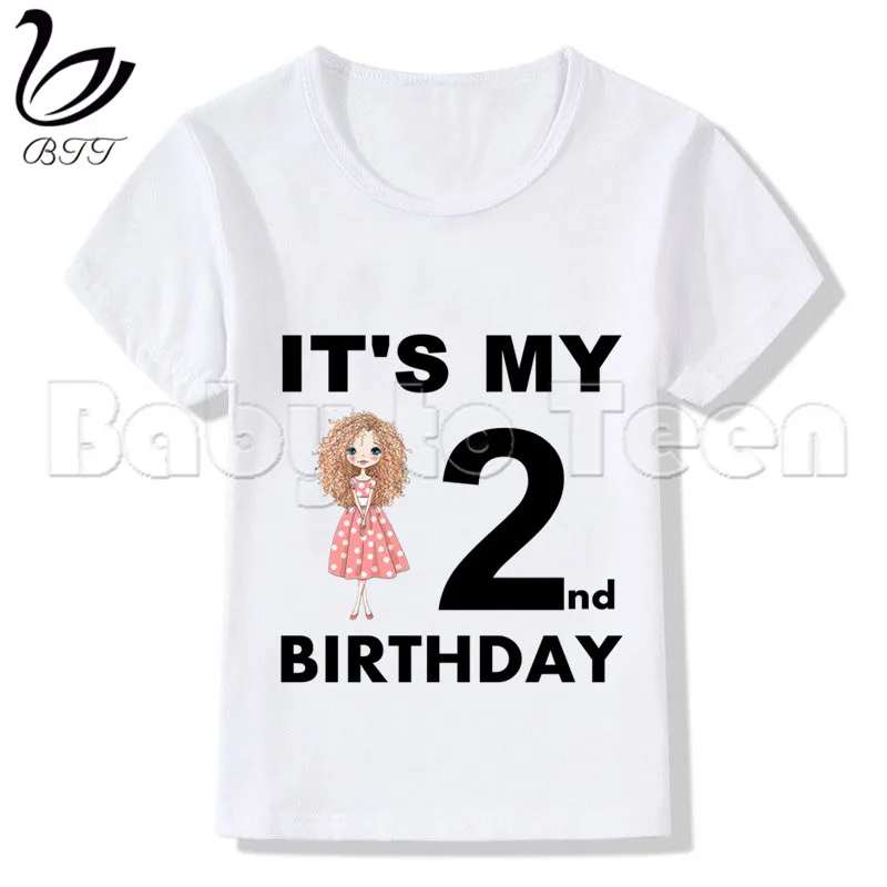 Fashion Beautiful Girls Birthday T-shirt for Girls Cartoon Funny Birthday Girls T Shirts Girl Clothes Party Tees,Drop Ship