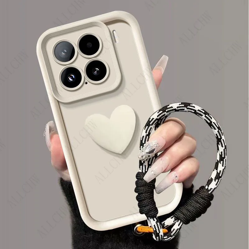 Фото Чехол для Xiaomi 17T / Mi 17T Pro, чехол для телефона Xiaomi 15T Pro, чехол для Xiaomi 15T с 3D-сердечком и ремешком на руку, задняя крышка №5