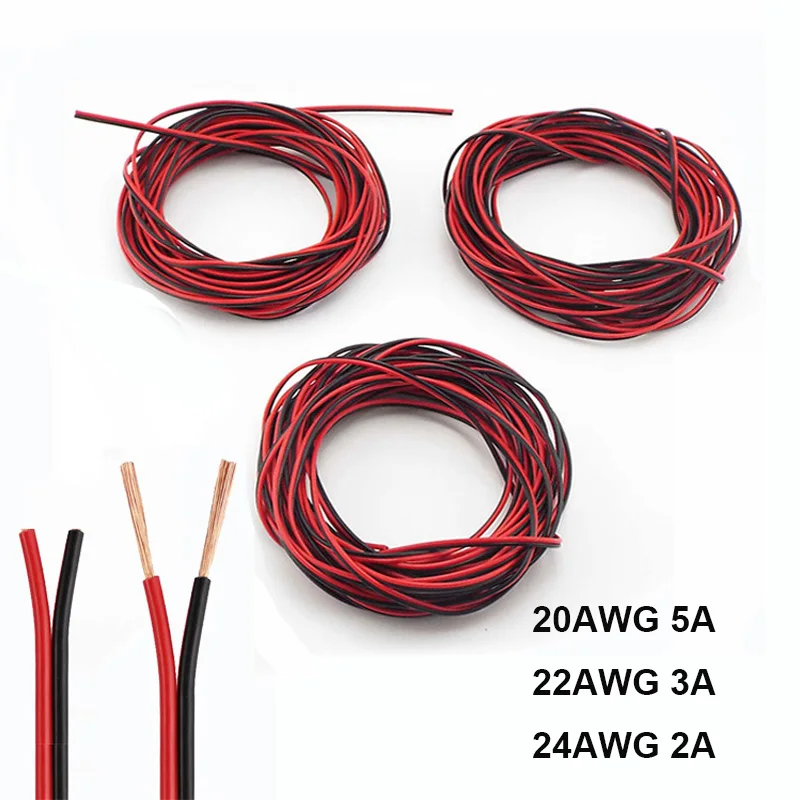 

Электрический провод 2-контактный 20AWG/22AWG/24AWG 12В 5м/10м/20м/30м/50м