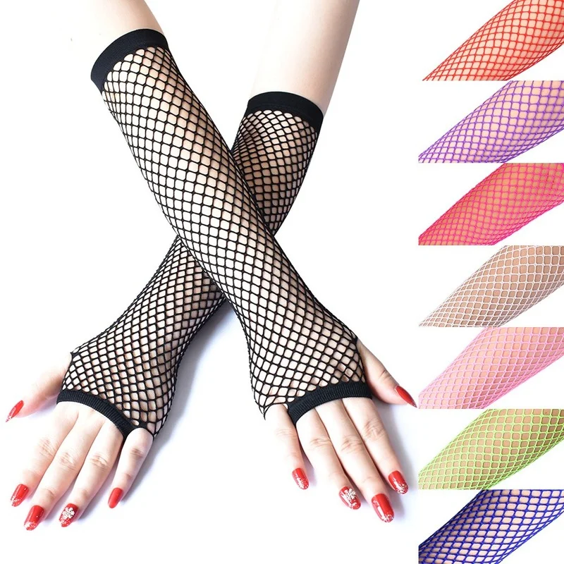 

New Fashion Neon Fishnet Fingerless Long Gloves Leg Arm Cuff Party Wear Fancy Dress Women Sexy Beautiful Arm Warm