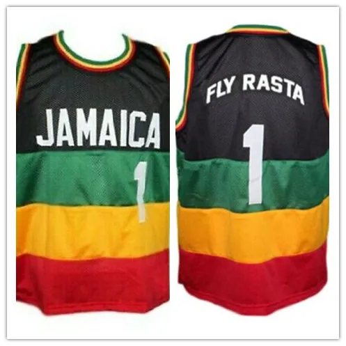

Высококачественные мужские баскетбольные майки Team Jamaica Fly Rasta #1, сшитые по индивидуальному заказу, с любым номером имени