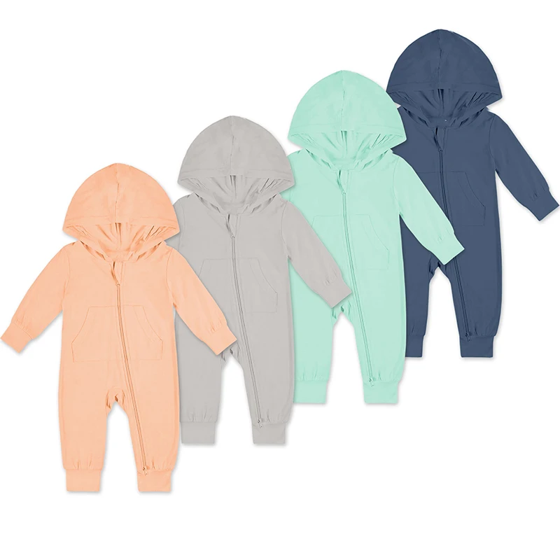 0-18M Bamboo Fiber Baby Zipper Romper Hoodie Long Sleeve Baby Boy Girl Clothes New Born Onesies Baby Jumpsuit Fashion Clothing