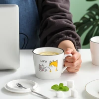 creative ceramic mugs handmade coffee cups wide mouth shaped tea milk breakfast bowl oatmeal yogurt tumbler unique novelty gift