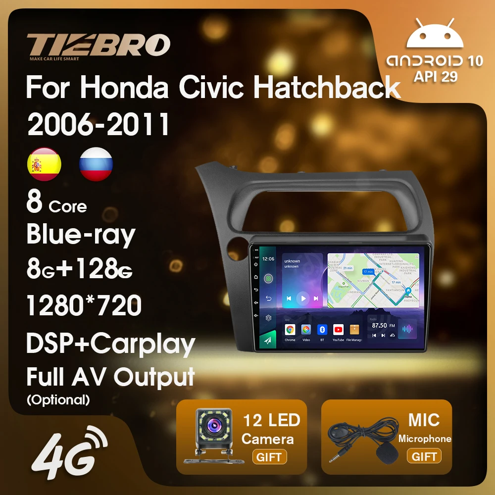 

TIEBRO Android 10 Car Radio For Honda Civic Hatchback 2006-2011 Multimedia Video Player Navigation GPS 2Din Stereo DVD Head Unit