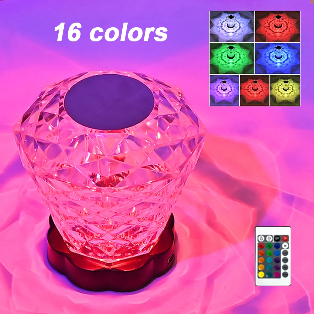 

Home Decor Romantic Touching Control 16 Colors Crystal Lamp Gift With Remote LED RGB For Bedroom Table Light Bedside Living Room