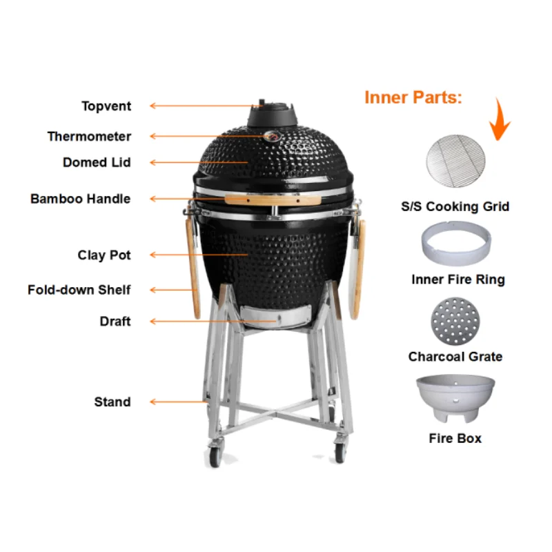 Высококачественный керамический гриль kamado на заказ размер 20-26 дюймов для продажи