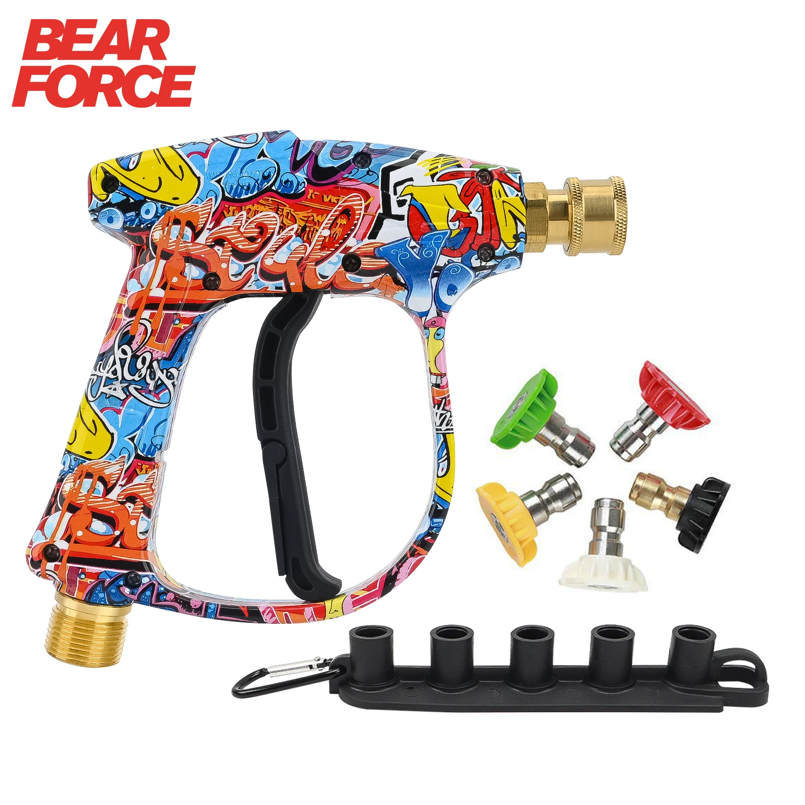

Пистолет Для Мойки Высокого Давления BEAR FORCE, 150 Бар, 2200 Фунтов На Кв. Дюйм, С Быстросъемными Насадками, Медный