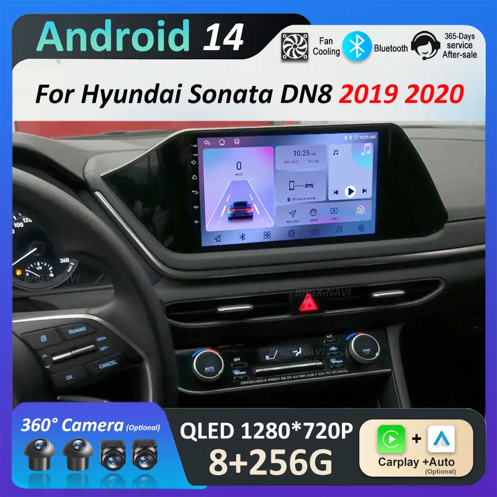 Фото Android 14, автомобильный радиоприемник, мультимедийный плеер для Hyundai Sonata DN8 2019 2020, 4G, GPS-навигация, Wi-Fi, IPS-экран, автоинструменты №1