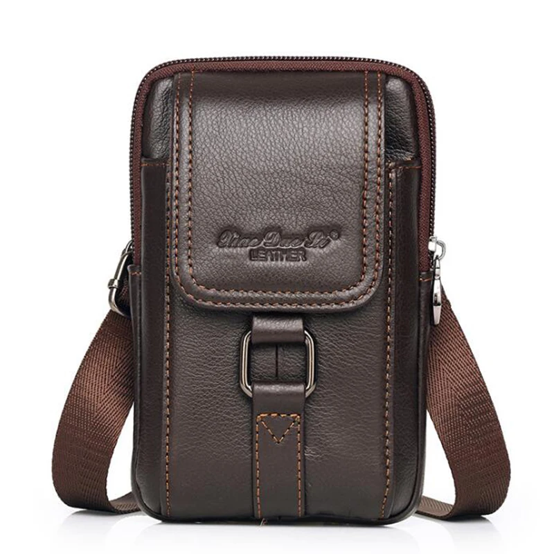 

Bum Cell/mobile Male Men Genuine Casual Belt Waist Cross Bag Case Messenger Hook Hip Leather Bags Pack Phone Body Fashion