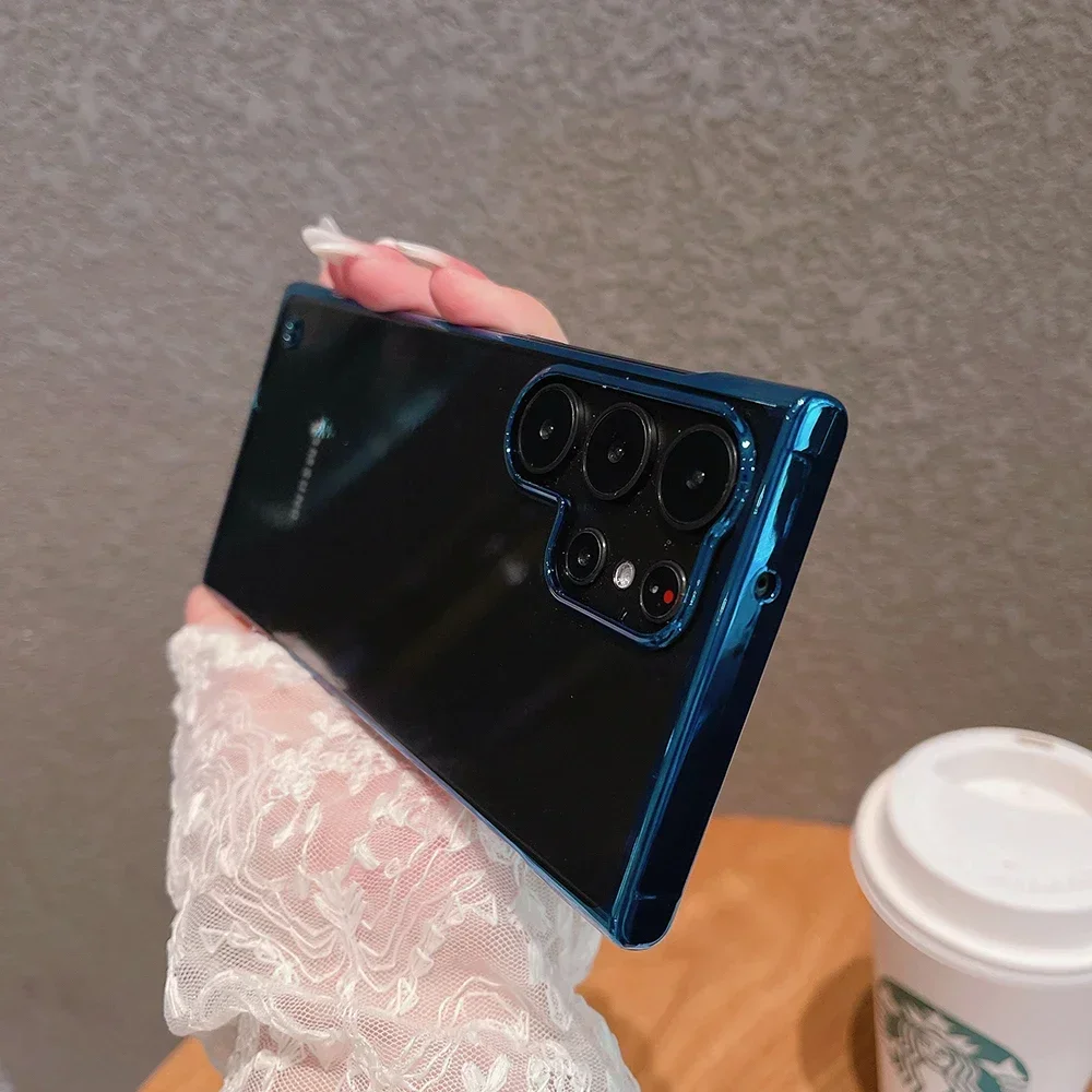 Гальванический Бескаркасный чехол для Samsung Galaxy S23 S24 Ultra S22 S21 FE Note20 тонкий