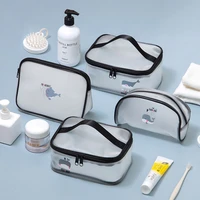 pvc women travel cosmetic bag cartoon whale clear zipper black makeup pencil case female toiletry organizer box wash beauty kits