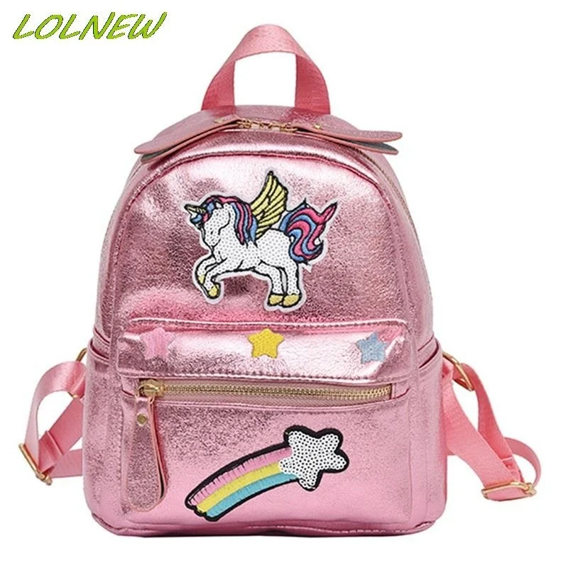 

Unicorn Backpack Cartoon Girl Women Backpack Female Anime Laser Sequins Unicorn Holographic Backpacks School Bags For Teenage
