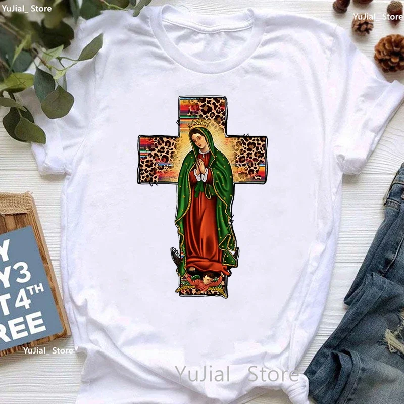 Женская летняя футболка с принтом Девы Марии гвадалавера