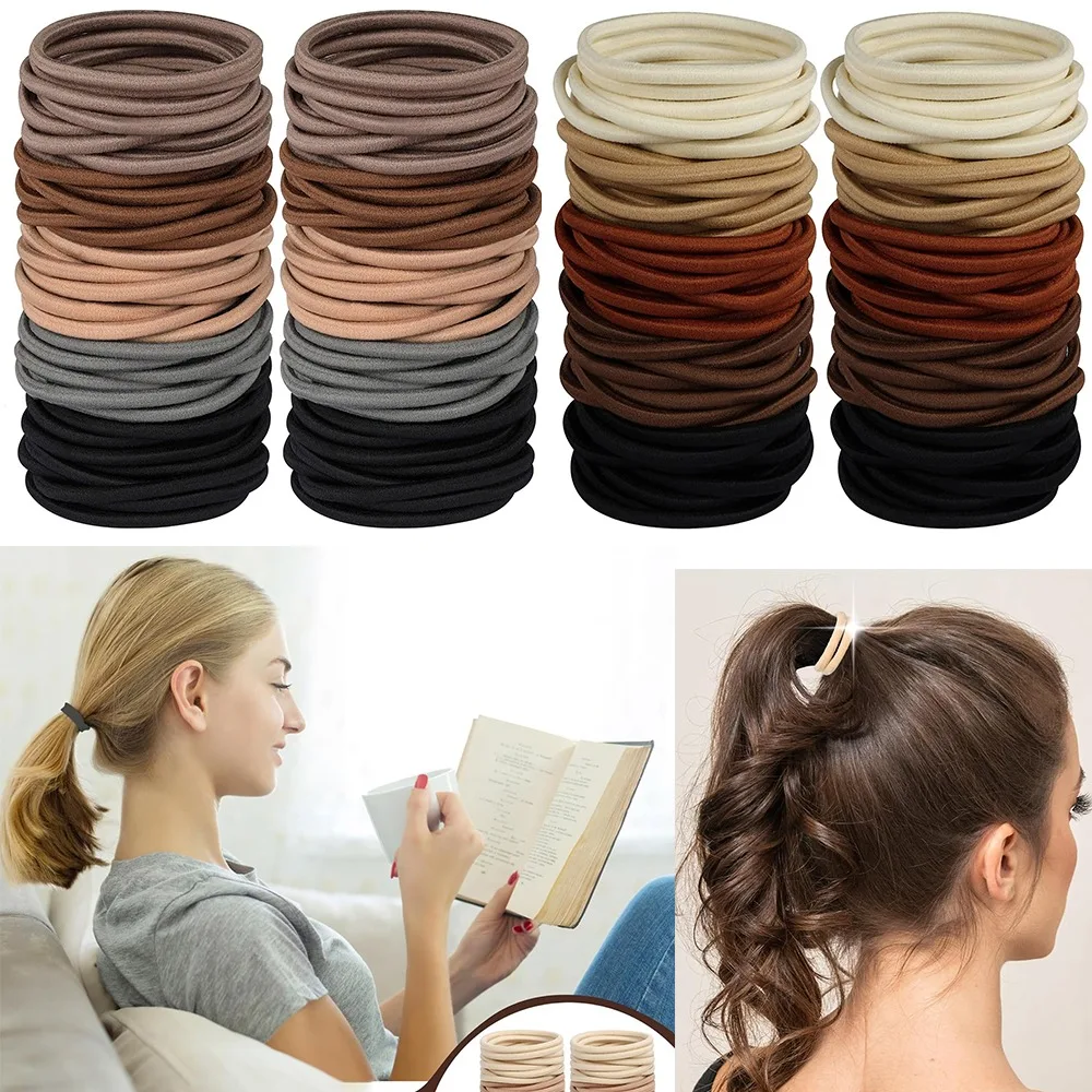 

120pcs Nylon Hair Rope Hairbands Stylish Soft Elastic Hair Ring Gorgeous Ties Ropes Bands Women's