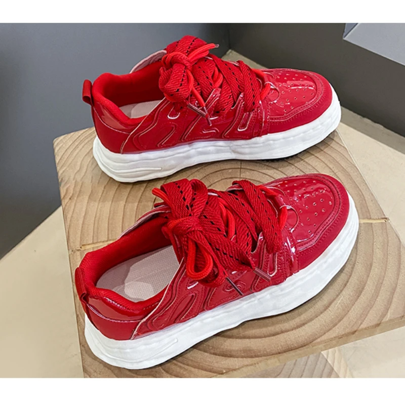 

Женские кроссовки на платформе, дышащие, с круглым носком, на плоской подошве