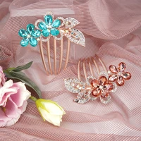 bridal crystal flower hair comb banquet hair jewelry for women wedding hair clip accessories rhinestone arylic combs hairpin
