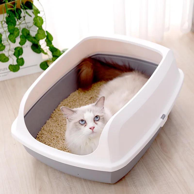 

Cat Litter Box Cat Toilet Large and Small Deodorant Anti-splash Kitten Poop Semi-closed Cat Litter Box