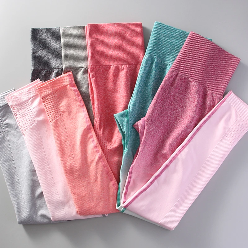 High Waist Sportswear Yoga Pants Seamless Gradient Leggings Gym for Women Clothing Workout Running Tights Fitness Female Pants