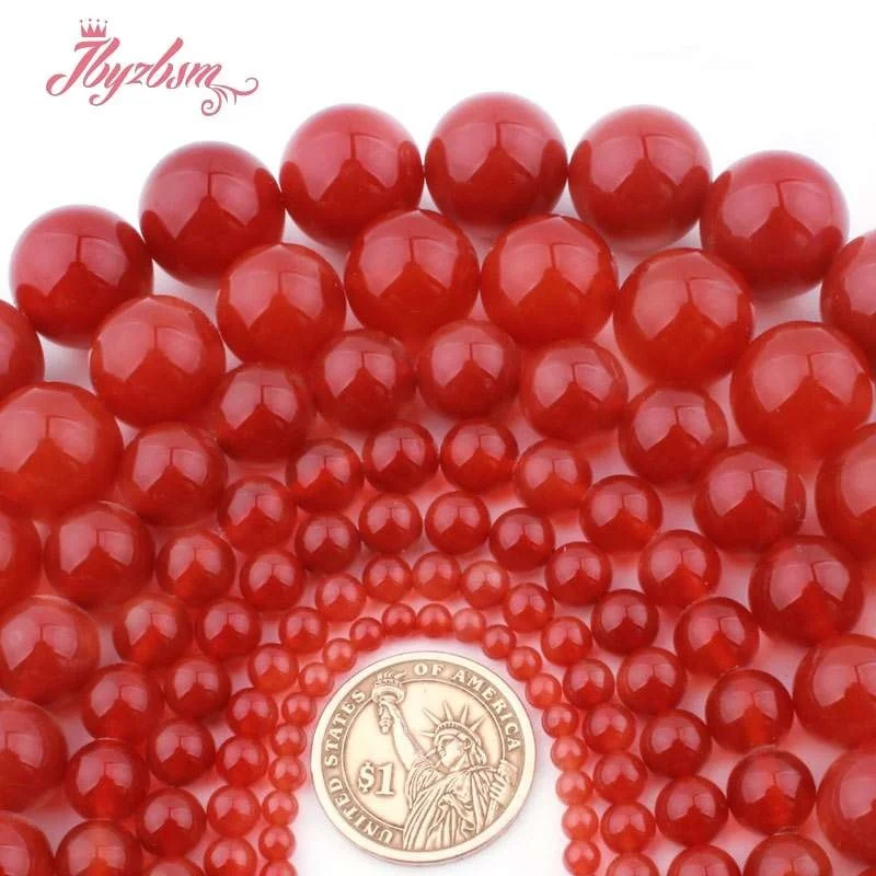 

4.6.810mm Smooth Round Red Agates Beads Natural Stone Beads for DIY Accessories Charms Necklace Bracelet Jewelry Making 15"