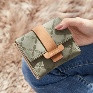 Fashion Trifold Clutches Brand 2022 Designer Flower Short Wallet Women PU Leather Female Wallets Purse Carteira Hand Bag