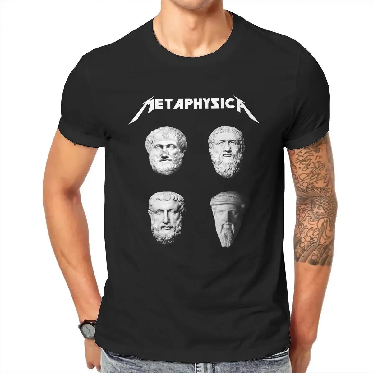 Metaphysica Fun Metal Philosophy Men's T Shirt  Funny Tees Short Sleeve Round Collar T-Shirts Cotton Adult Tops