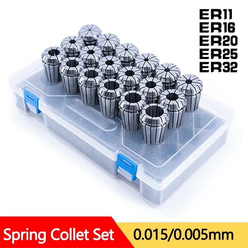 

AA ER11 ER16 ER20 ER25 ER32 Набор пружинных цанг Высокая точность 0,005 мм 0,015 мм Держатель инструментов Зажимной патрон для сбора пружин ER