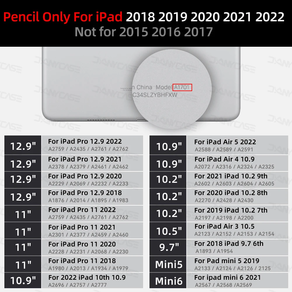 Новый Bluetooth-стилус для Apple iPad Pencil, совместимый с iPad A16 11-го поколения, Pro 13 M4, 12.9 Air M2, 11, 10.9, Mini 7, 6, 5, с функцией Palm Rejection (отклонение ладони) (art.: 3920db0352cbd) - 3920db0352cbd