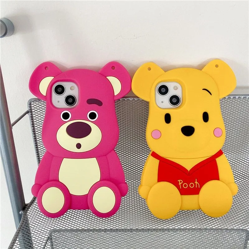 

3D Three-dimensional Disney Winnie The Pooh Toy Story Phone Case for IPhone 14 13 12 11 Pro Max X XR XS MAX 7 8Plus Back Cover