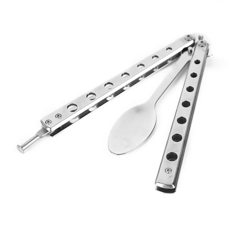 

Outdoor Camping Hiking Backpacking Camping Spoon Durable Silver Metal Metal Folding Spoon Forks Accessories