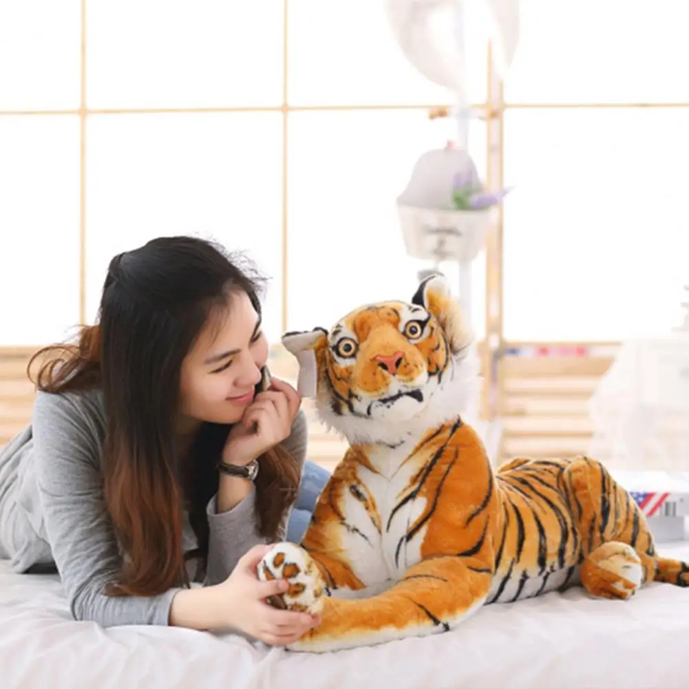 

Useful Tiger Plush Doll Bright Color Tiger Throw Pillow Shaggy Stuffed Animal Manchurian Tiger Toy Children Gift Hugging