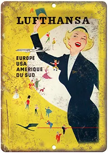 Европейский дорожный металлический жестяной знак Lufthansa декор для кухни гаража