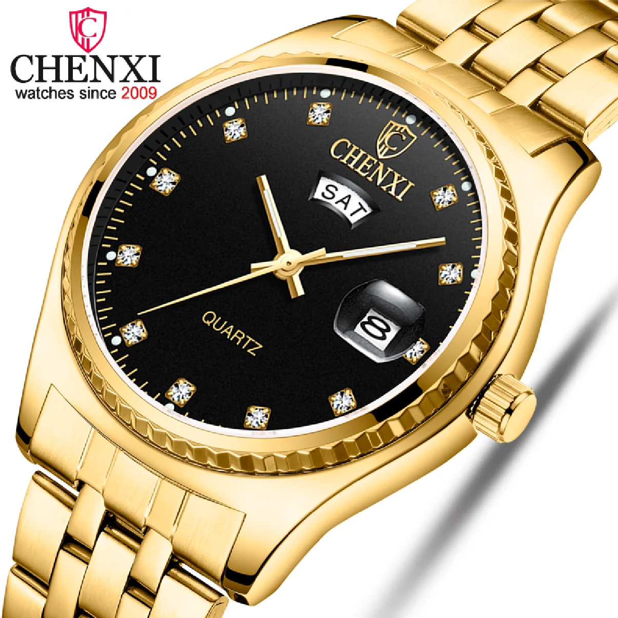 

CHENXI Brand Men's Golden Wristwatches Business Analogue Quartz Watch Men Fashion Luxury Stainless Steel Waterproof Clock