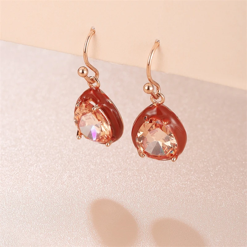 

WeSparking EMO Water Drop With Zircon Dangle Fish Hook Earrings For Women Girls Gold Plated Free Shipping Item Fashion Jewelry