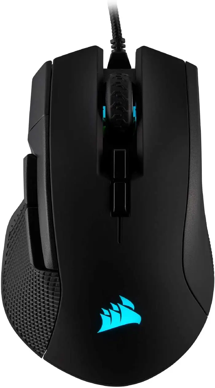 Оптическая игровая мышь Corsair Ironclaw RGB FPS/MOBA (оптический датчик 18000 DPI, 7 программируемых кнопок, совместима с Xbox One-черная