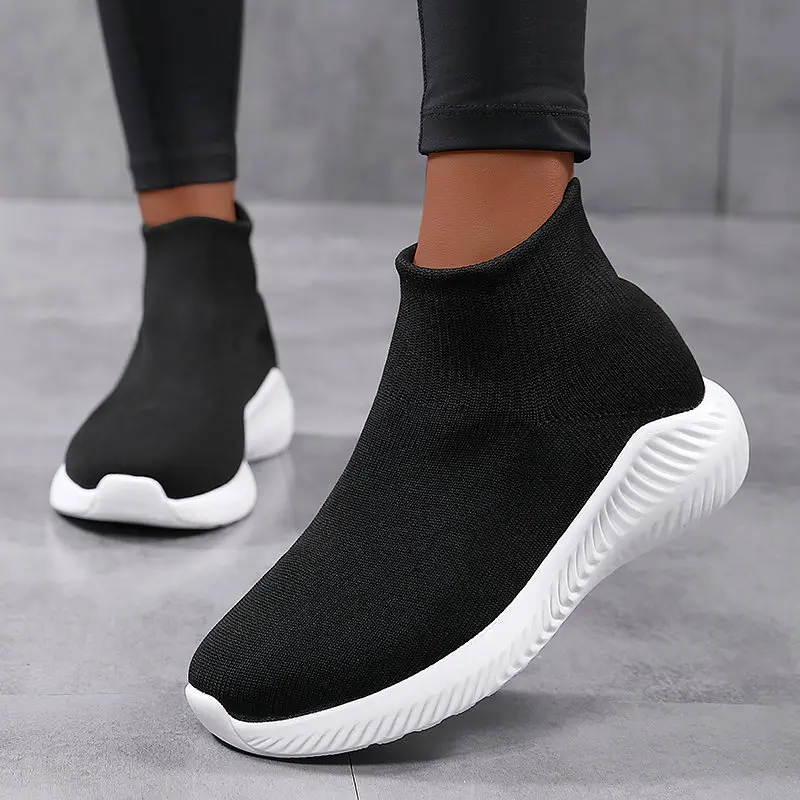 

New Women Boots Fashion Black Elastic Socks Shoes Women Sneakers Platform Casual Shoes for Women Outdoor Non-slip Ankle Boots