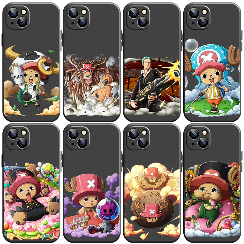 

ONE PIECE Anime Phone Case For Funda iPhone 11 13 Pro Max 12 Mini X XR XS Max 6 6s 7 8 Plus Celular Coque Black Soft Etui Back
