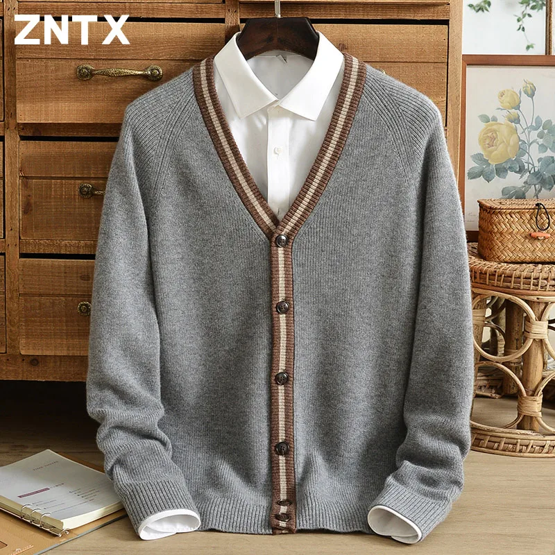 ZNTX зимний утолщенный кашемировый свитер кардиган мужской молодежный