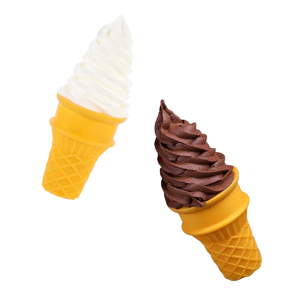 

2 Pcs Simulation Ice Cream Decorative Ice-cream Prop Modeling Figurine Bulk Kids Toys Cone Statue Mini Figurines Lovely Set