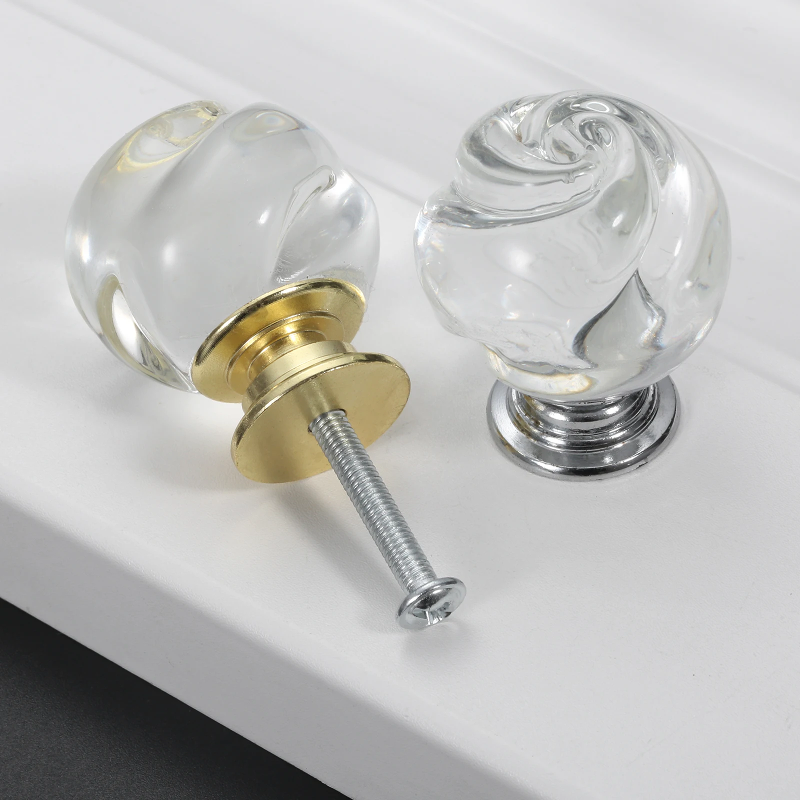 

30mm Clear White Rose Crystal Drawer Handle Cabinet Knob Wardrobe Handle Hardware Furniture Accessories Handle
