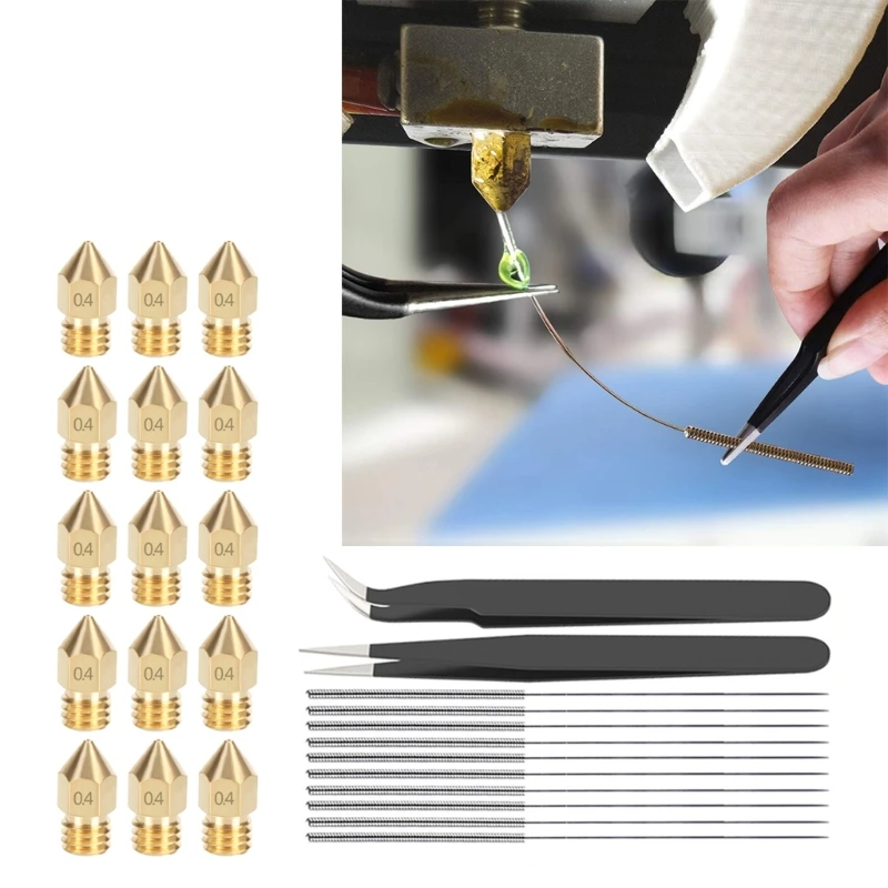

Набор инструментов для чистки сопел 3D принтера, очистители сопел 3D для 3D принтера, включая чистящее устройство, 22 шт.