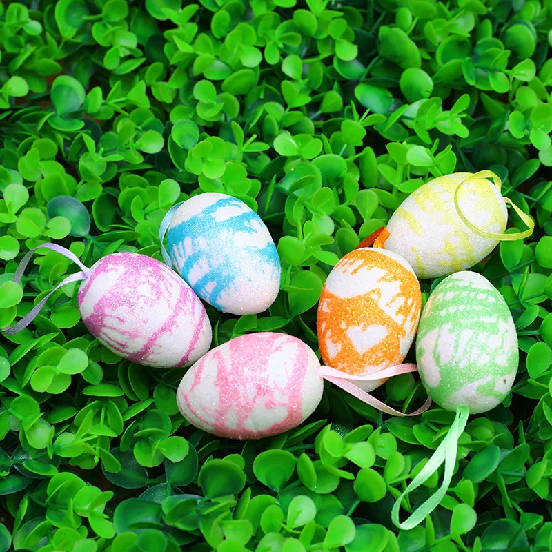 

6pcs 6cm Easter Foam Eggs Happy Easter Decorations Painted Bird Pigeon Eggs DIY Craft Kids Gift Favor Home Decor Party